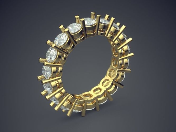 Luxurious Ring with Midi Diamonds on the Rim 3D print model