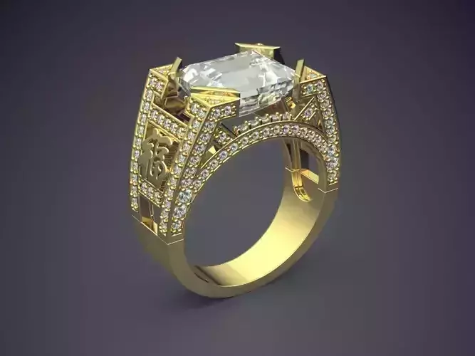 Thick Masculine Ring with Diamond