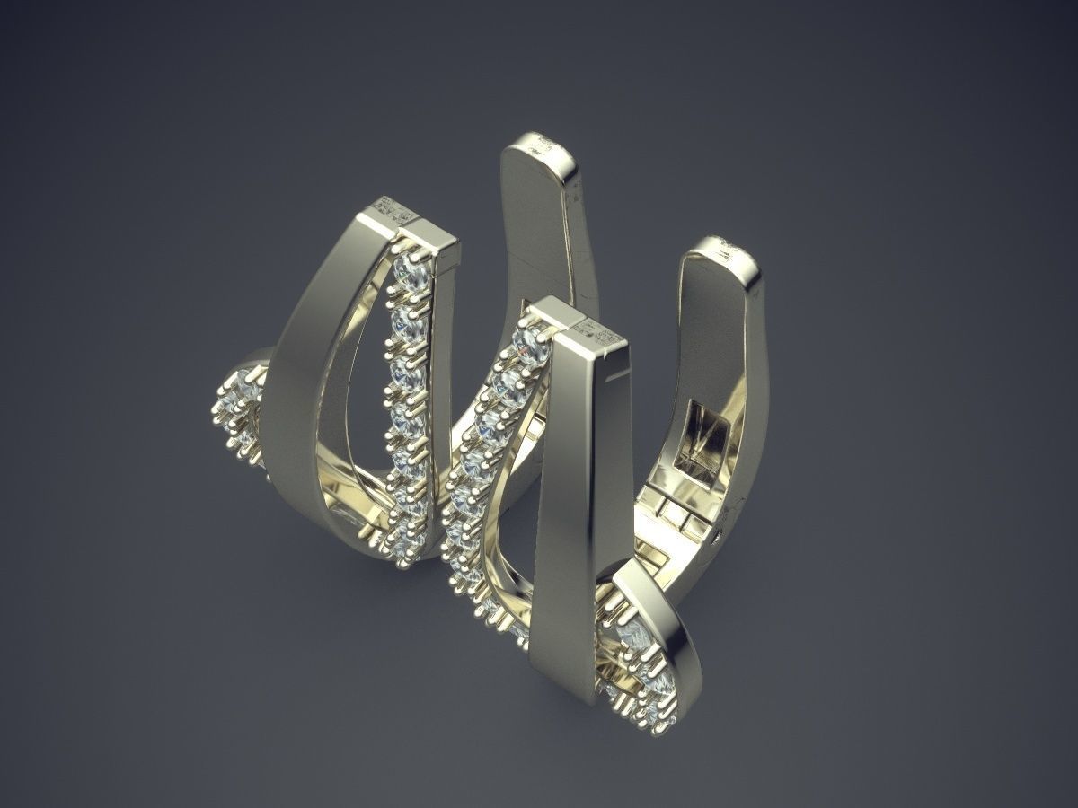 Raindrop-Shaped Diamonds Earrings 3D print model_1