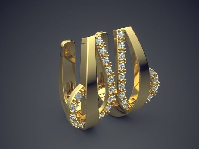 Raindrop-Shaped Diamonds Earrings 3D print model