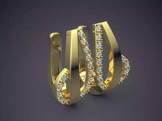 Raindrop-Shaped Diamonds Earrings 3D print model