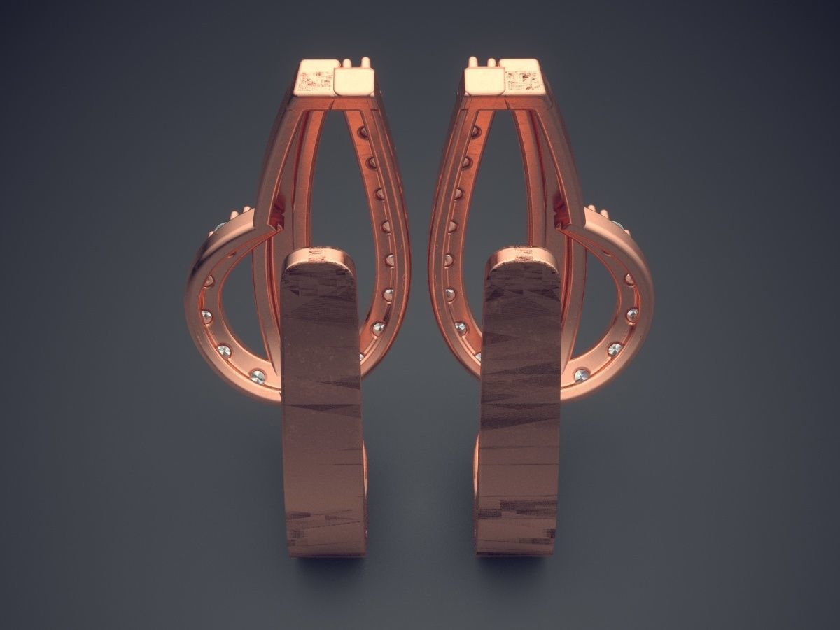 Raindrop-Shaped Diamonds Earrings 3D print model_2