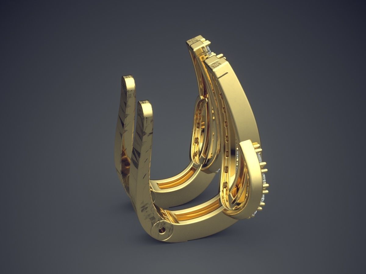 Raindrop-Shaped Diamonds Earrings 3D print model_3