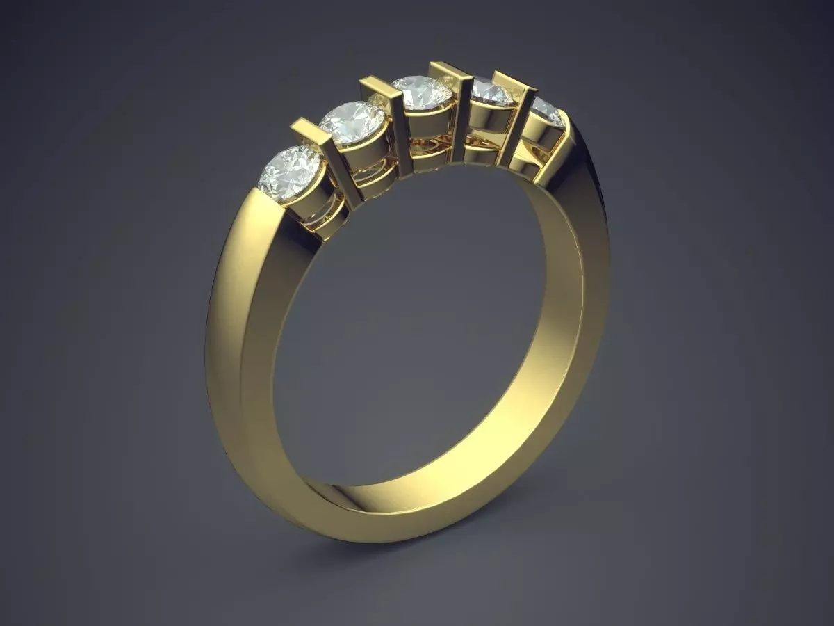 Precious Engagement Ring with Small Diamonds 3D print model_0