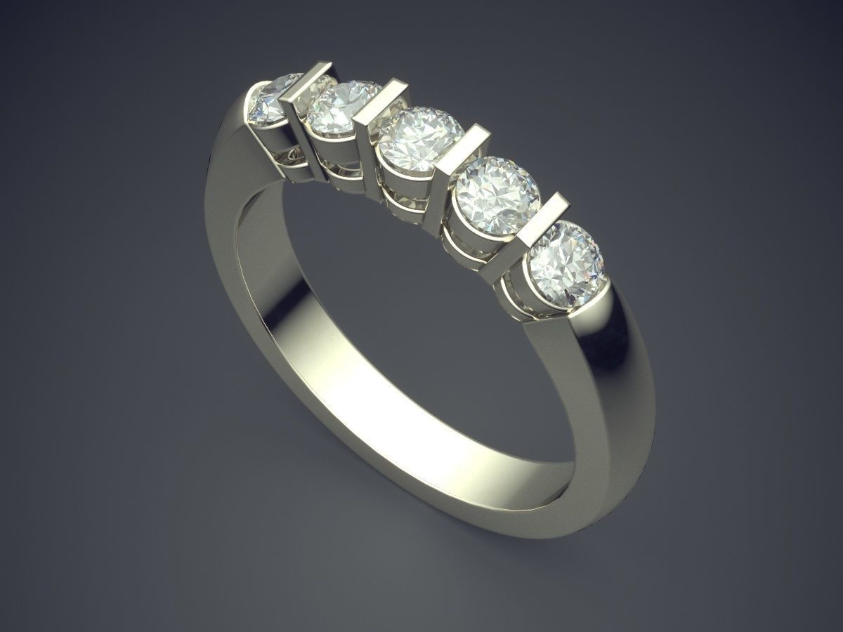 Precious Engagement Ring with Small Diamonds 3D print model_1