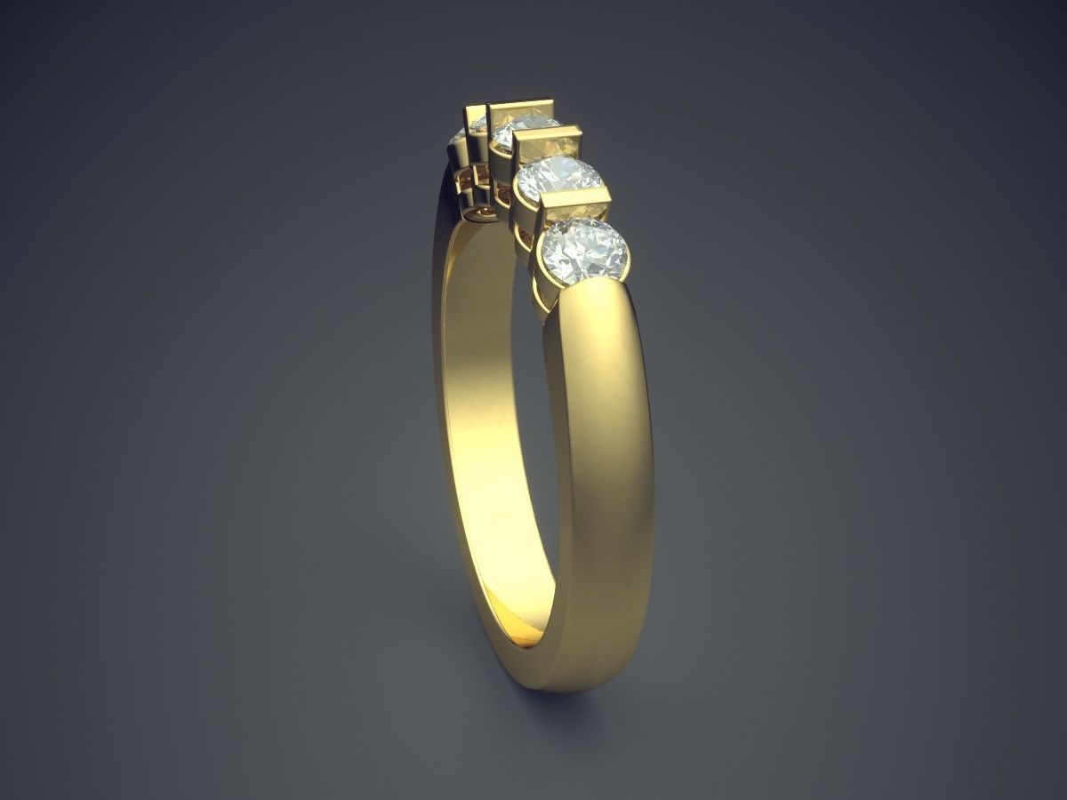 Precious Engagement Ring with Small Diamonds 3D print model_3