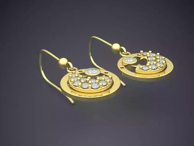 Moon Motif Earrings With Diamonds For Women 1801