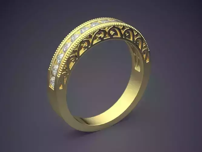 Luxurious Subtle Unisex Ring with Diamonds on the Rim