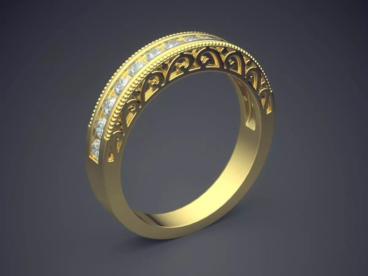 Luxurious Subtle Unisex Ring with Diamonds on the Rim 3D print model