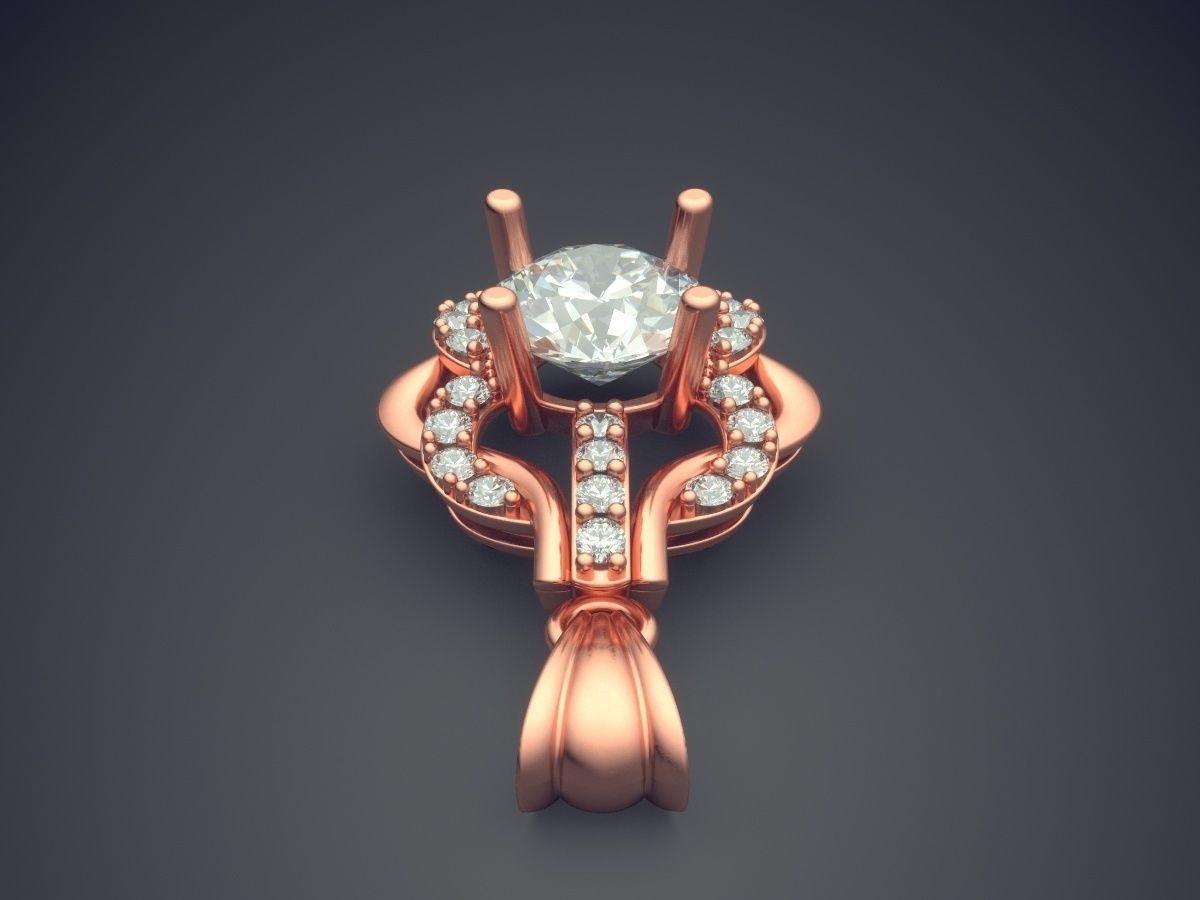 Unique Pendant With Diamonds 1786 3D print model_2