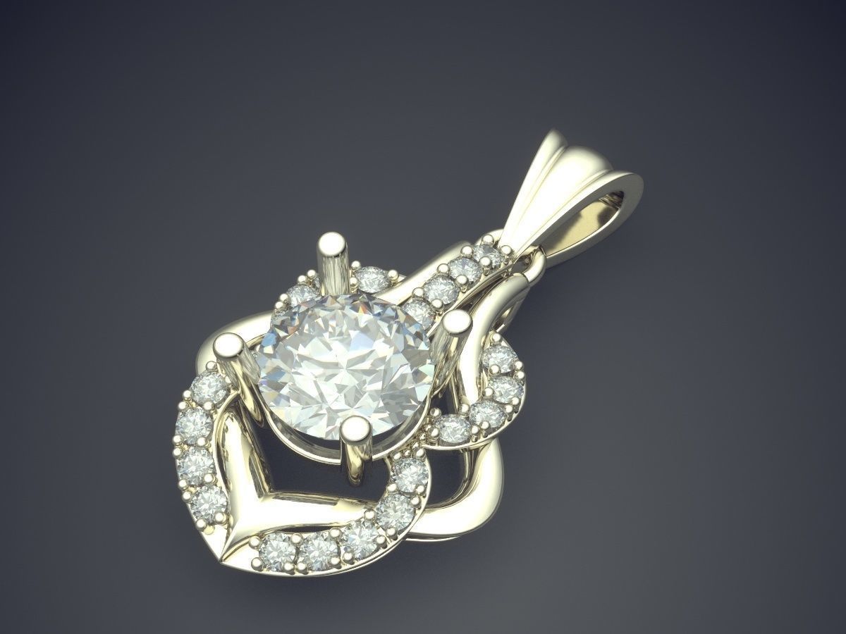 Unique Pendant With Diamonds 1786 3D print model_1