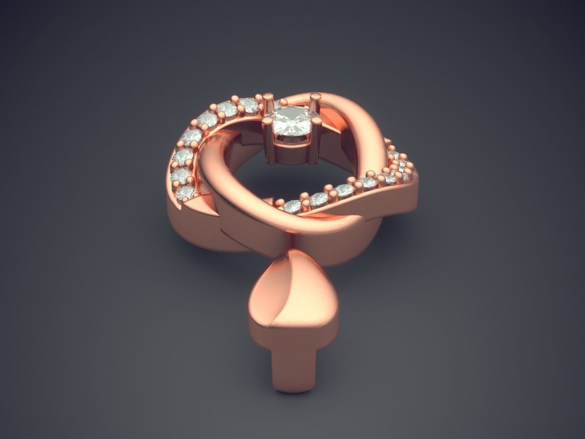 Curvy Pendant With Diamonds 1781 3D print model_2