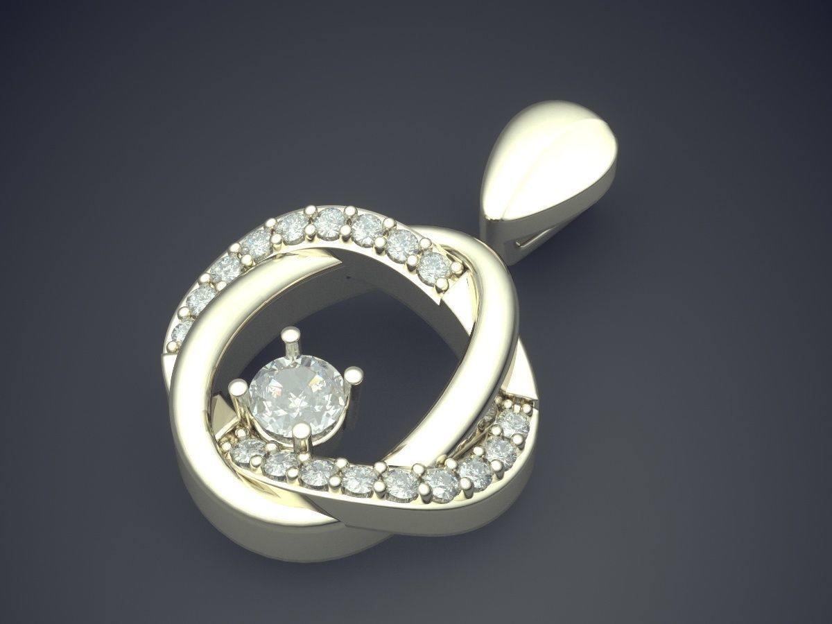 Curvy Pendant With Diamonds 1781 3D print model_1