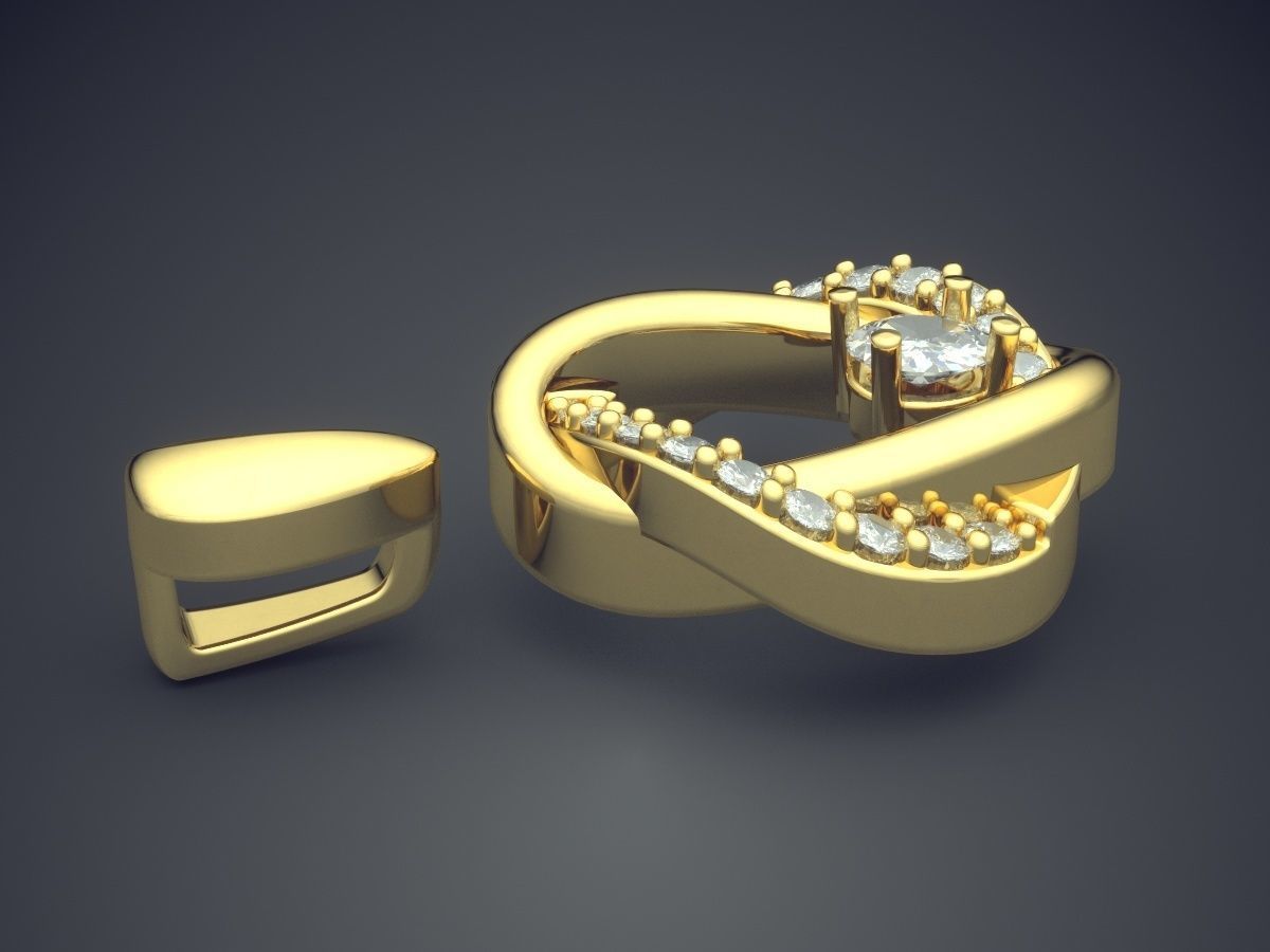 Curvy Pendant With Diamonds 1781 3D print model_3