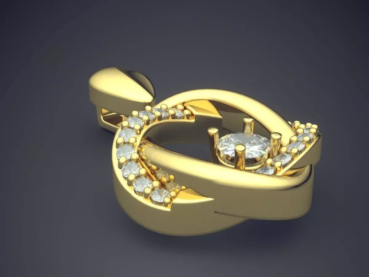 Curvy Pendant With Diamonds 1781 3D print model_0