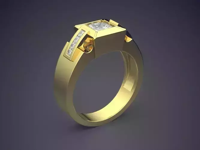 Thick Unisex Ring with Layering and Diamonds