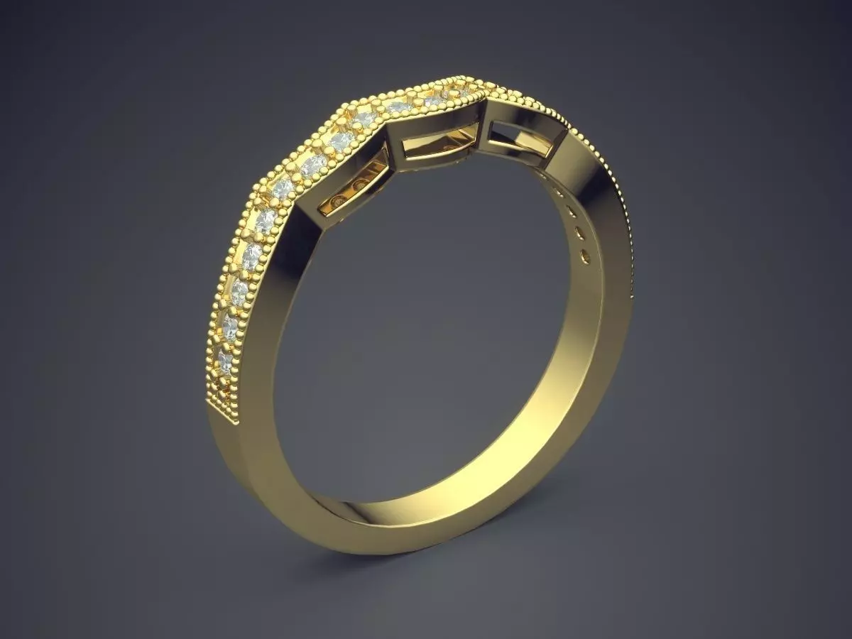 Swirled Ring with Diamonds 3D print model_0