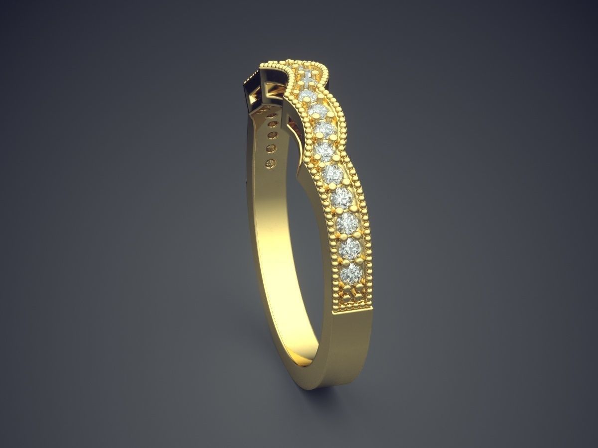 Swirled Ring with Diamonds 3D print model_3