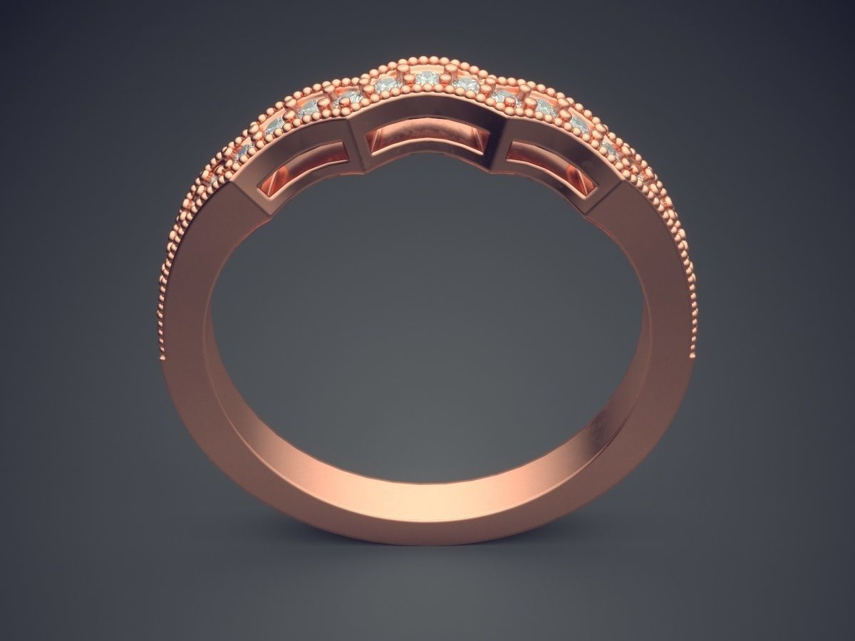Swirled Ring with Diamonds 3D print model_2