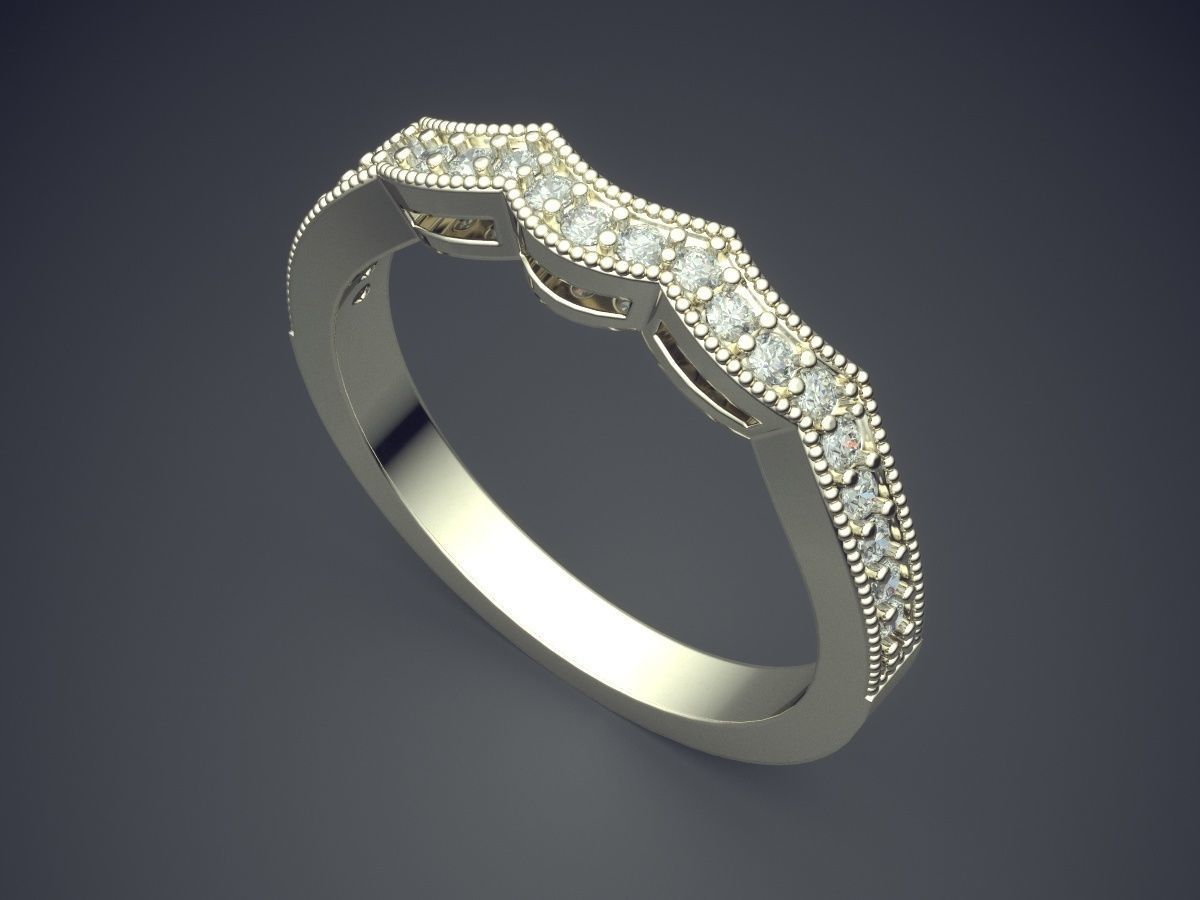 Swirled Ring with Diamonds 3D print model_1