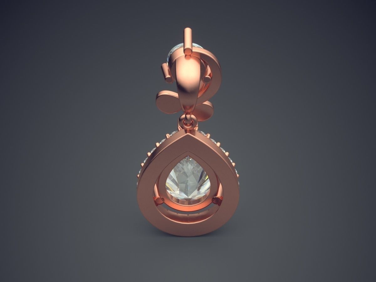 Raindrop-Shaped Diamond Pendant 3D print model_2