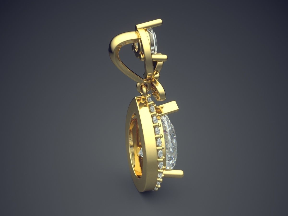 Raindrop-Shaped Diamond Pendant 3D print model_3