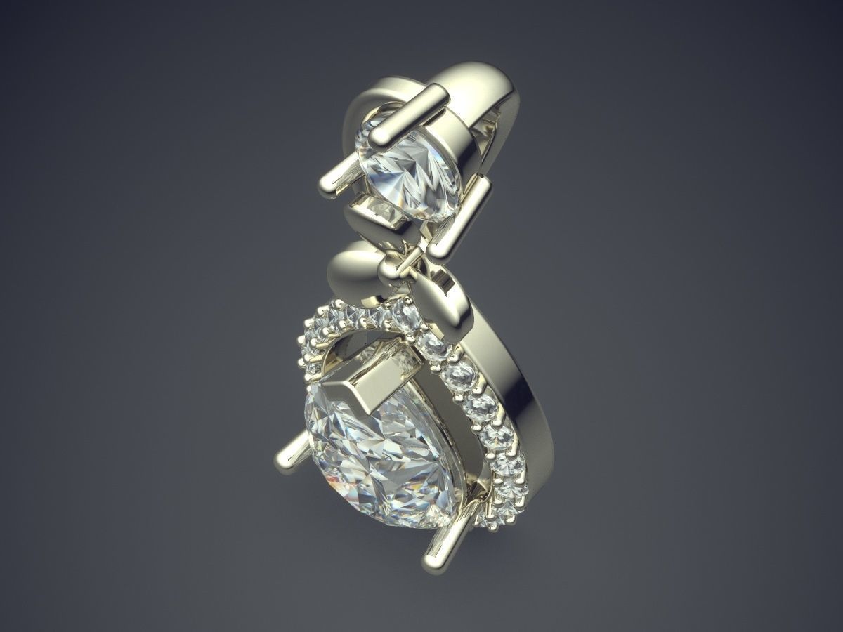 Raindrop-Shaped Diamond Pendant 3D print model_1