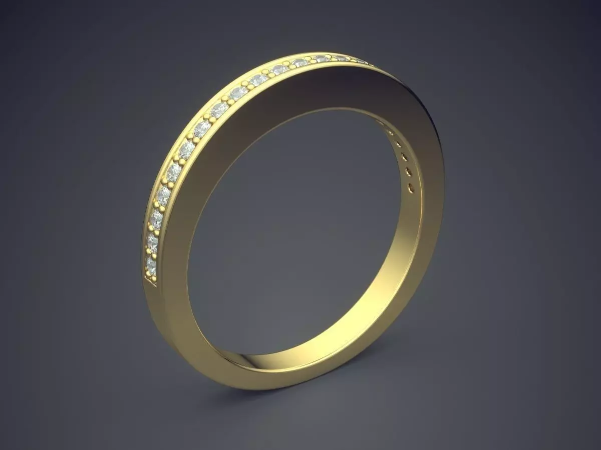 Minimalistic Ring with Diamonds on the Rim 3D print model_0