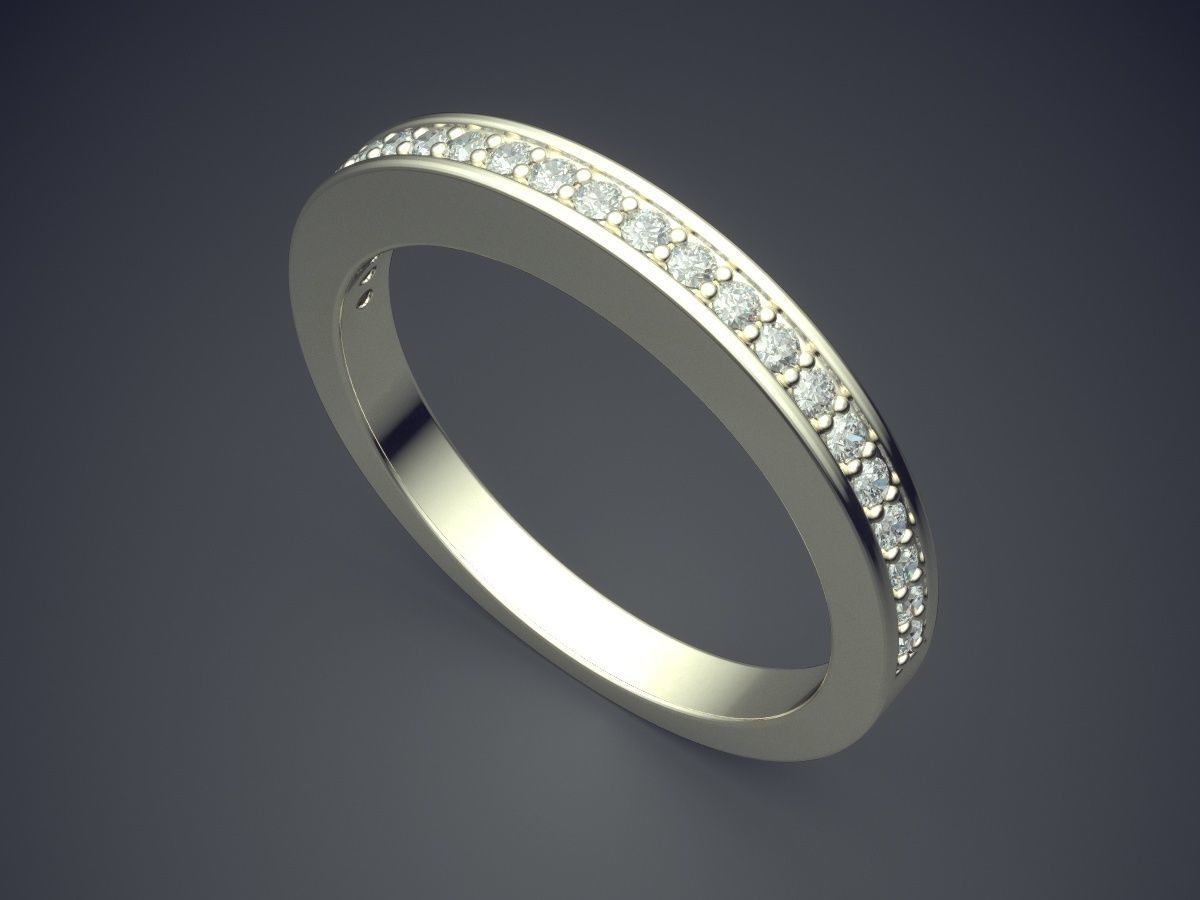 Minimalistic Ring with Diamonds on the Rim 3D print model_1