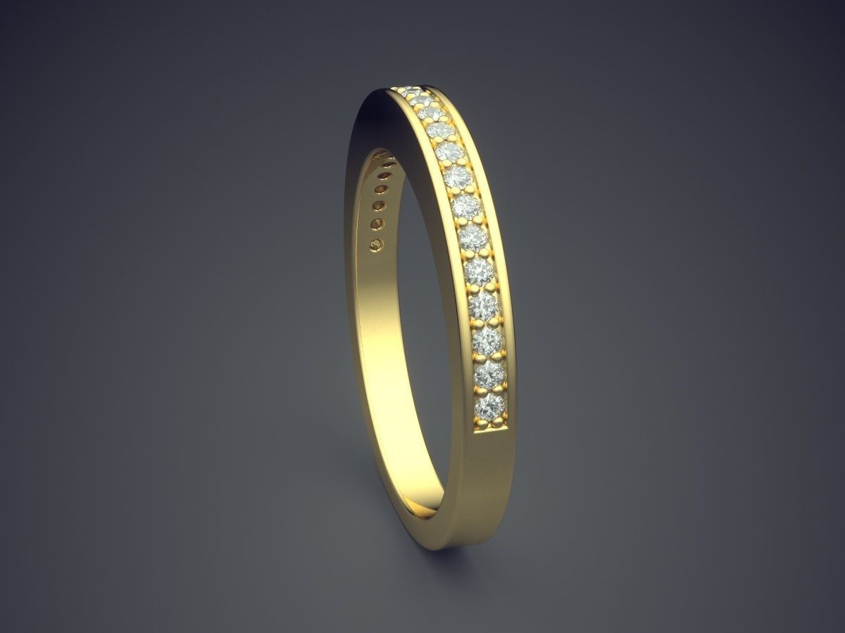 Minimalistic Ring with Diamonds on the Rim 3D print model_3