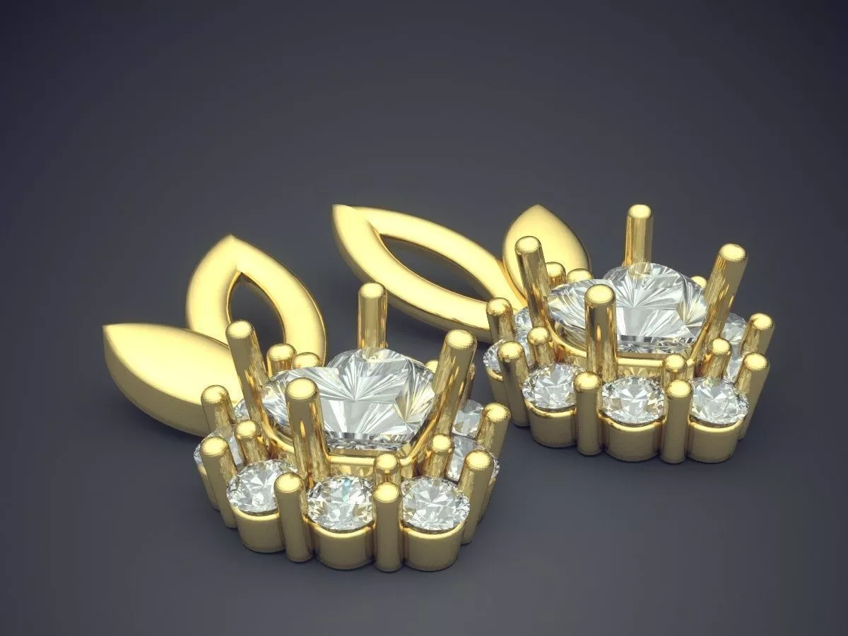 Girly Bunny-Shape Earrings with Diamonds 3D print model