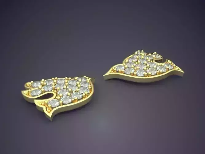 Pretty Cute Bird-Shape Diamond Earrings 3D print model