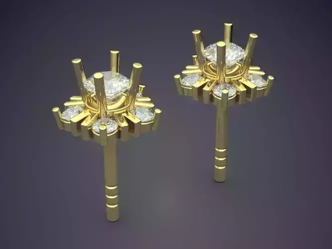 Cute Simple Minimal Flower-Shaped Earrings With Diamonds