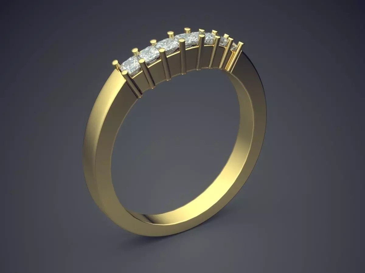 Curvy Ring With Small Diamonds 1736 3D print model_0