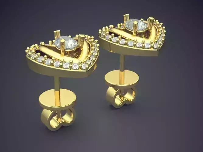 Heart Shape Earrings With Diamonds 1735