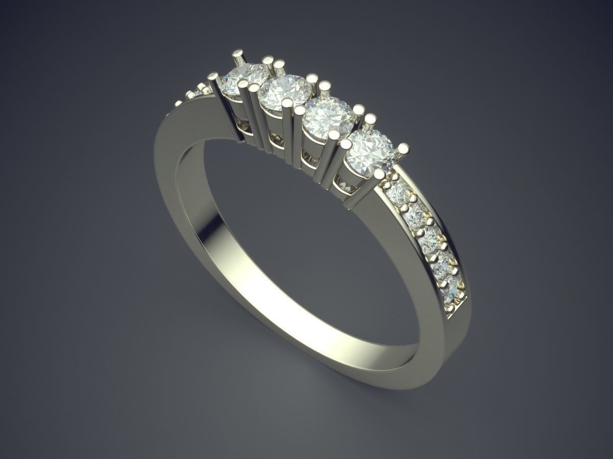 Simple Classic Golden Engagement Ring 3D print model_1