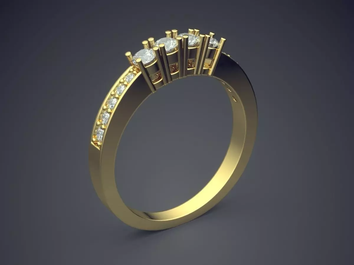 Simple Classic Golden Engagement Ring 3D print model_0
