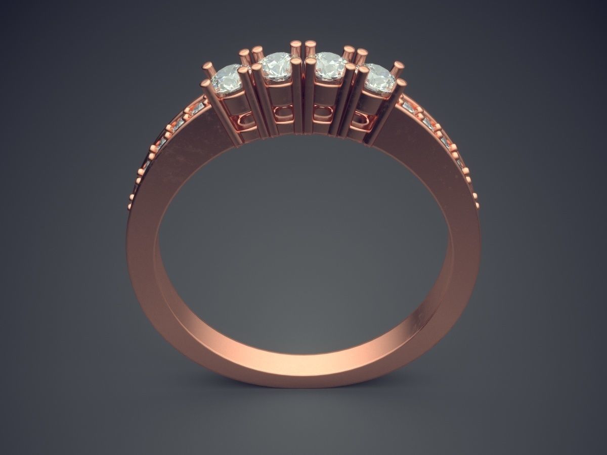Simple Classic Golden Engagement Ring 3D print model_2