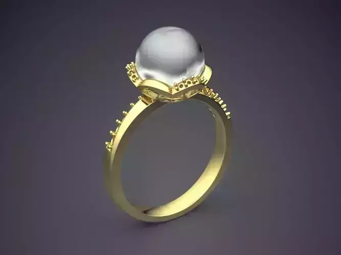 Elegant Petite Glamorous Pearl-Ring for Engagement