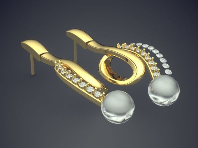 Unique Earrings With Diamonds 1710 3D print model
