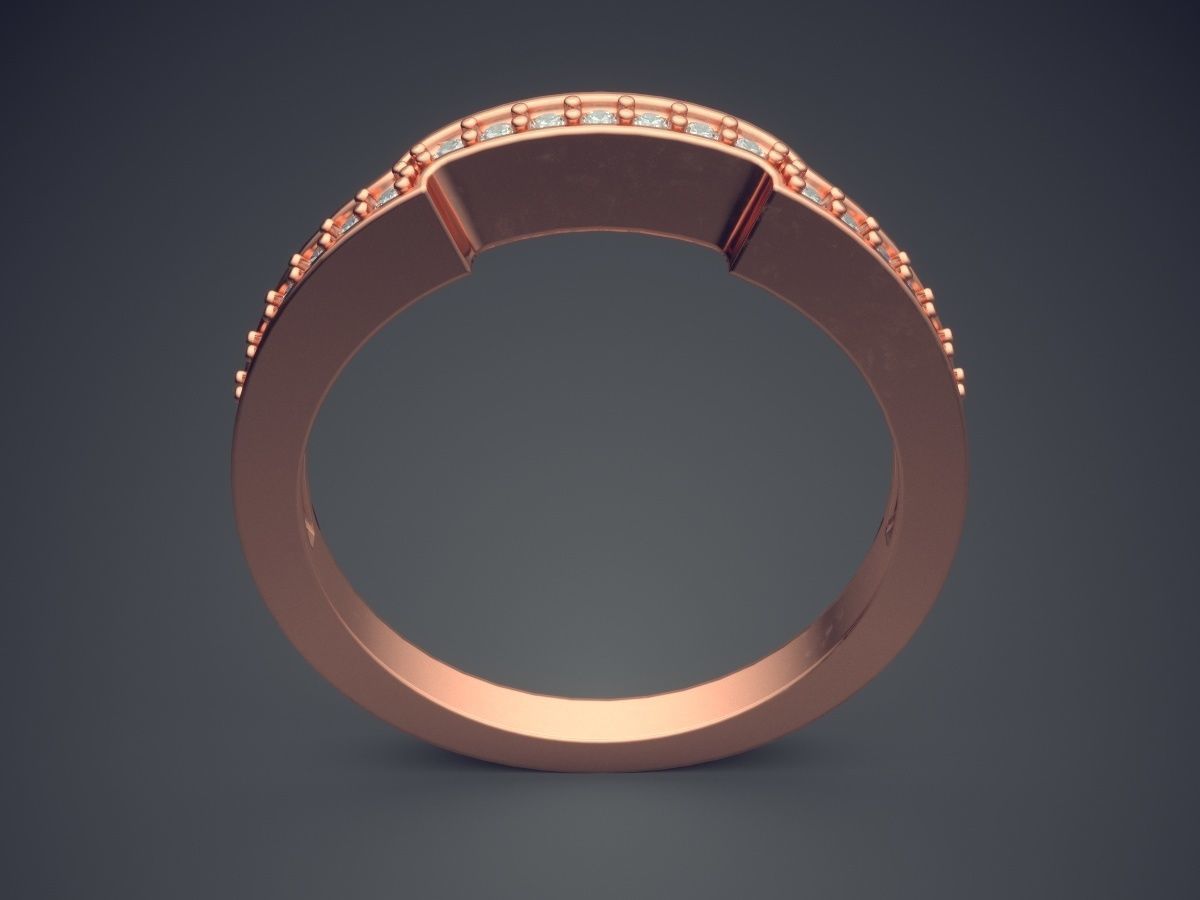 Curvy Ring With Small Diamonds 1705 3D print model_2