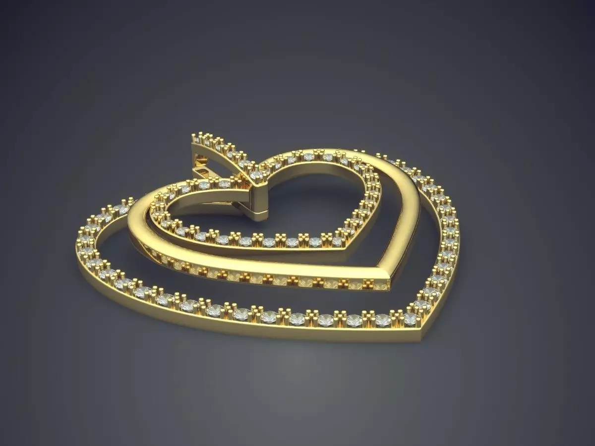 Heart Shape Pendant With Small Diamonds 1699 3D print model_0