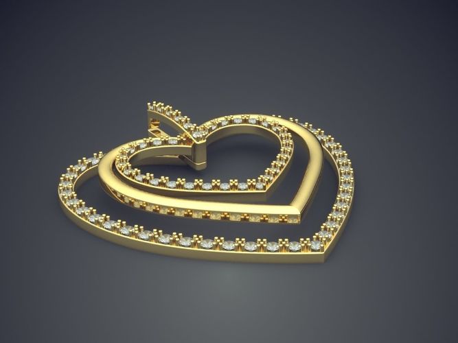 Heart Shape Pendant With Small Diamonds 1699 3D print model