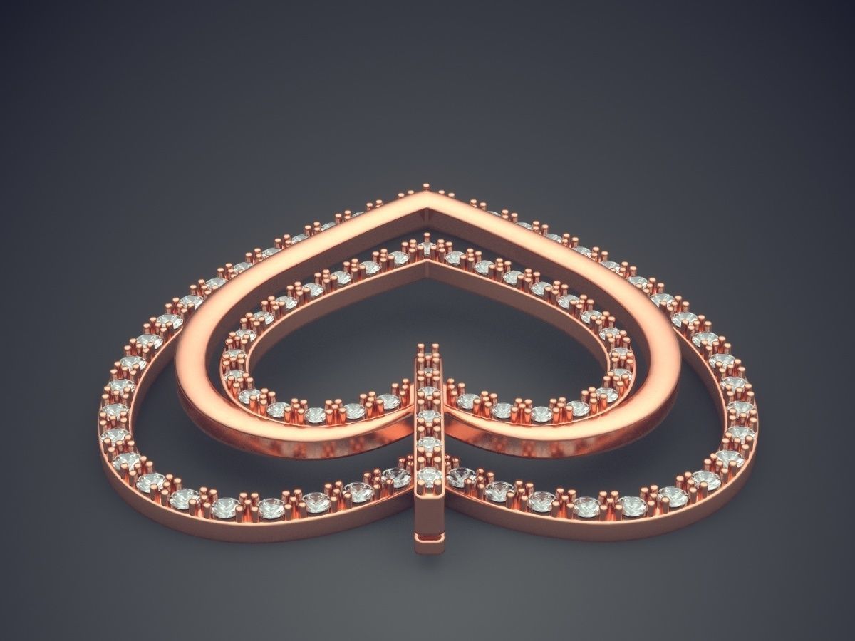 Heart Shape Pendant With Small Diamonds 1699 3D print model_2