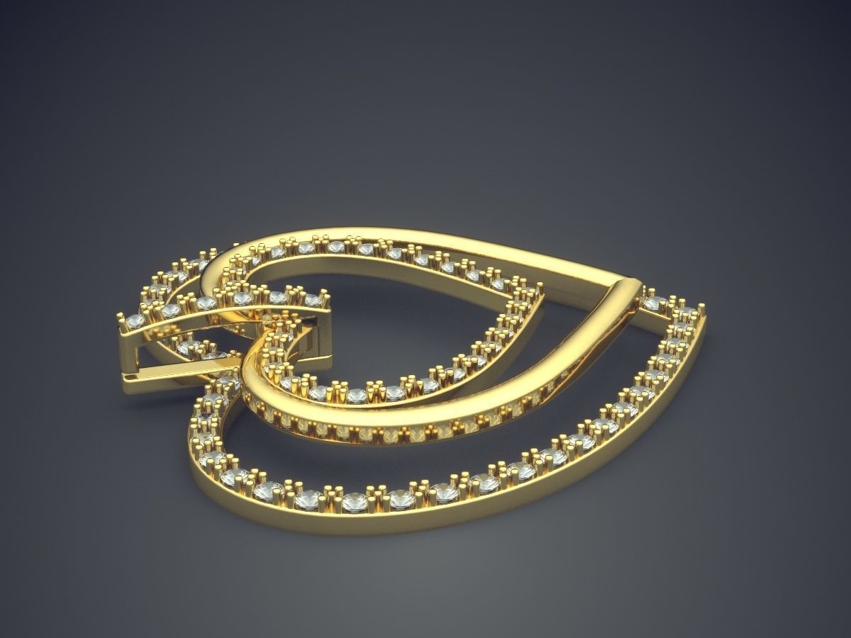 Heart Shape Pendant With Small Diamonds 1699 3D print model_3