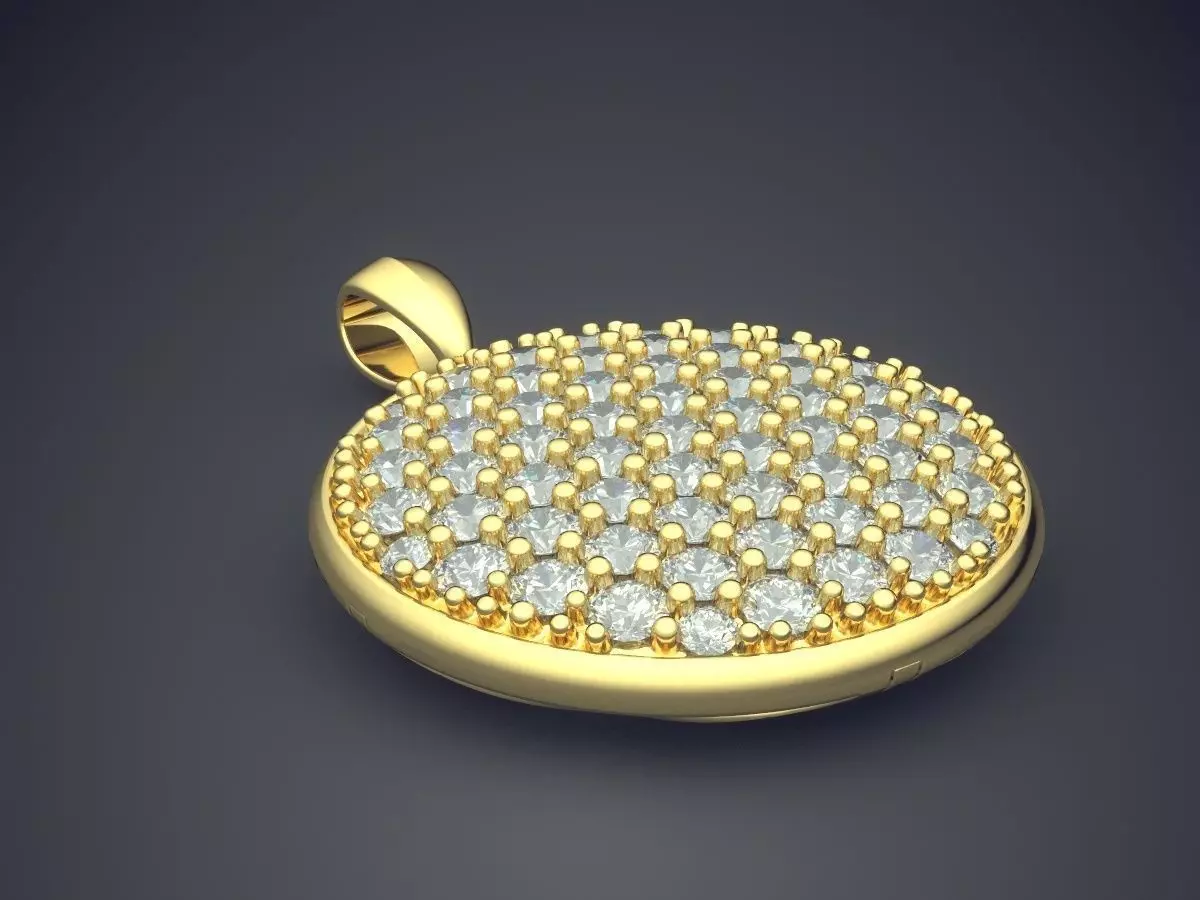 Oval Pendant With Diamonds 1692 3D print model_0