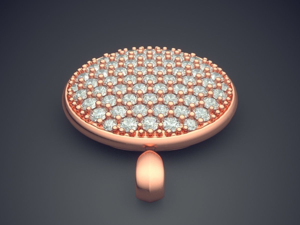 Oval Pendant With Diamonds 1692 3D print model_2