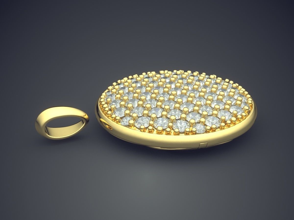 Oval Pendant With Diamonds 1692 3D print model_3