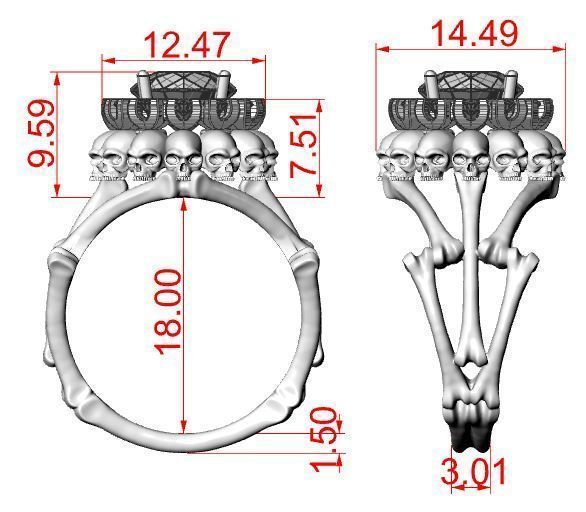 Skull and bone ring 3 3D print model_10
