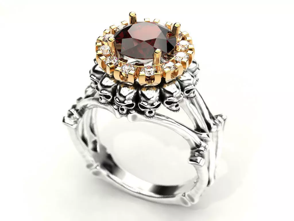 Skull and bone ring 3 3D print model_0